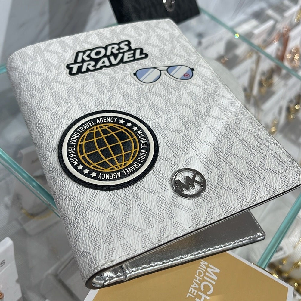 Michael Kors Jet Set Travel Medium Embellished Signature Logo Passport Case